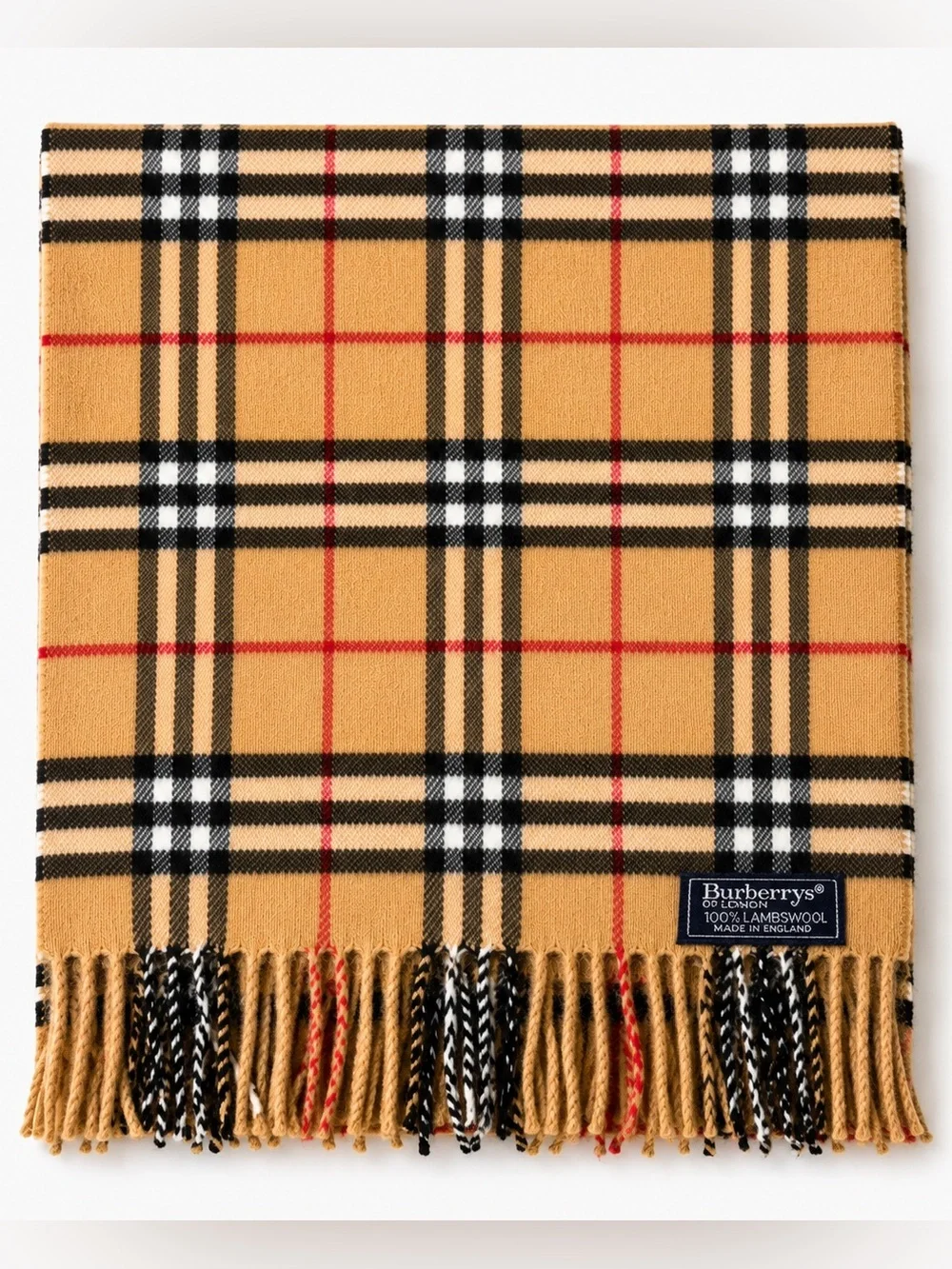 Burberry Camel Vintage Nova Check Wool Scarf